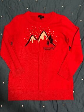 J.CREW Women's Sweater Red/Orange 100% Merino Wool Size Small Crew Neck
